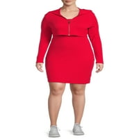 Без граници на мини-фустан на јуниори плус големина со исечен поштенски худи, сет со 2 парчиња