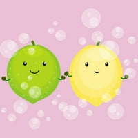 Симпатична среќен лимон вар цртан Филм Илустрација Девојки Розова Графички Маичка-Дизајн Од Страна НА Луѓето XL