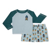 Мики Маус Дете момче со долг ракав Рашгард и Слики за пливање сет, 2-парчиња, големини 12м-5Т