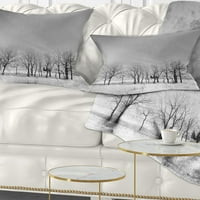 DesignArt црно -бели дрвја во зима - пејзаж печатена перница за фрлање - 16x16