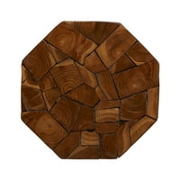 Декод 13 17 кафеаво тиково дрво рачно изработена табела со акцент со дизајн на чипс од мозаик, 1 парче