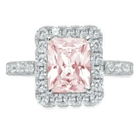 3.84 кт смарагд сече розова симулиран дијамант 18к бело злато изјава за гравирање невестинска годишнина ангажман свадба ореол
