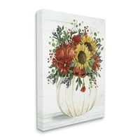 Земја сончоглед тиква букет ботаничка и цветна графичка уметничка галерија завиткана платно печатена wallидна уметност