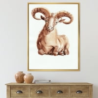 DesignArt 'Апстракт портрет на дива овен со моќни рогови II' фарма куќа врамена платно wallидна уметност печатење
