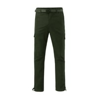 Б91хз Машки Пот Панталони Машка Еднобојна Секојдневна Мода Уличен Стил Голем Џеб Мулти Џебен Појас Тенок Фит Комбинезони Зелена,