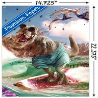 Џејмс Букер-Сурфање Т-Ре Ѕид Постер со Pushpins, 14.725 22.375