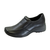 Часовна удобност Малија широка ширина Обична кожна чевли за лизгање црна 7,5
