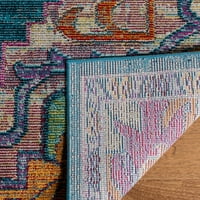 Кристал Дебра Цветни Површина Килим, Теал Роуз, 10' 14'