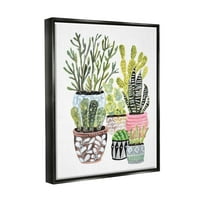 Stuple разни кактус куќа растенија ботаничко и цветно сликарство црно лебдеј врамен уметнички печатен wallид уметност