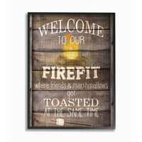 Sulpell Industries Firepit Country Textured Design Word Design Rramed Giclee Texturized Art од Кимберли Ален