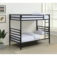 Кинси близнак кревет со кревети со скалила мат црна боја