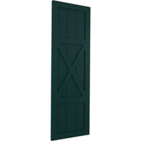 Ekena Millwork 18 W 63 H True Fit PVC Center X-Board Farmhouse Fixed Mount Sulters, Thermal Green
