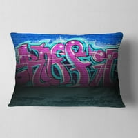 DesignArt Purple Graffiti Wall - перница за фрлање улична уметност - 18x18