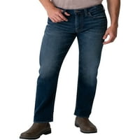 Сребрени фармерки копродукции Машки Еди опуштено вклопени фармерки со нозе, големини на половината 28-42