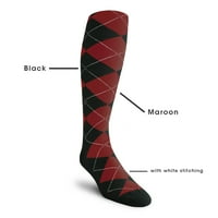 Голф Никерс Шарени Памучни Чорапи Со Висок Аргил На Коленото За Мажи Жени И Млади-ДД: Црна Канелени-Мажи