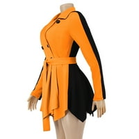 Honeeladyy модни жени задебелени завој со долги ракави за завој со голем дел од палто фустан портокалови фустани за жени дозвола