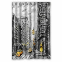 Улица Њујорк Маж Жена Жолт Такси Американски Град Водоотпорен Полиестер Ткаенина Туш Завеса Големина