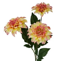 Главни вештачки цветни стебла, дахлија, жолта боја, собрана висина на производи 28,75