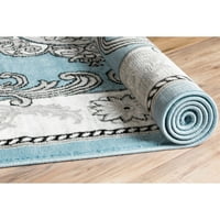 Добро ткаен пепел Јондерхил модерен килим со сина област