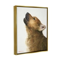 СТУПЕЛ ИНДУСТРИИ завива портрет на кафеава кучиња сложени детали сликарство сликарство металик злато лебдечки платно печатено