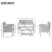 Сет на мебел за внатрешен двор на отворено, сет за мебел за разговори, плетен пресек софа кауч ратан стол табела, сет на софата со центриран софа со сите временски ус