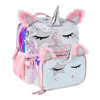 Чудо на нација девојки 17 лаптоп ранец со торба за ручек 2 парчиња сет, розова мулти-боја кралица на еднорог