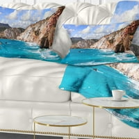 Сценски плажи на Грчките острови - Пејзаж печатена перница за фрлање - 18х18