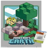 Minecraft Земјата-Клучни Уметност Ѕид Постер Со Pushpins, 14.725 22.375