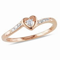 Miabellaен женски дијамантски акцент на срцев ветувачки прстен во розово злато, позлатено сребро сребро