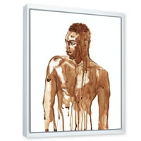 DesignArt 'Портрет на згоден африкански човек на бело II' модерна врамена платно wallидна уметност печатење