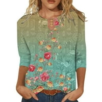 Гдфун Женска Мода Дневен Разноврсен Секојдневен Кружен Врат Три Четвртини Ракави Печатени Врвни маици кошули за жени
