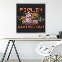 Minecraft: Легенди-Piglin Уништување Ѕид Постер Со Магнетна Рамка, 22.375 34